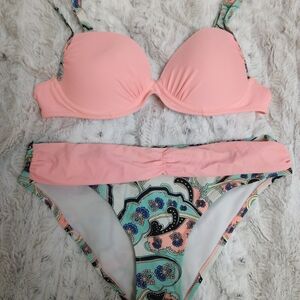 Pink and Patterned Bikini Set